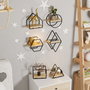 Hanah Home Set de 6 Estantes de Pared de Madera Maciza, Oro y Negro